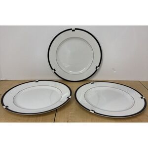 Mikasa Midnight L5542 Black Rim Salad Plates 7.5" Set of 3 Fine China Japan